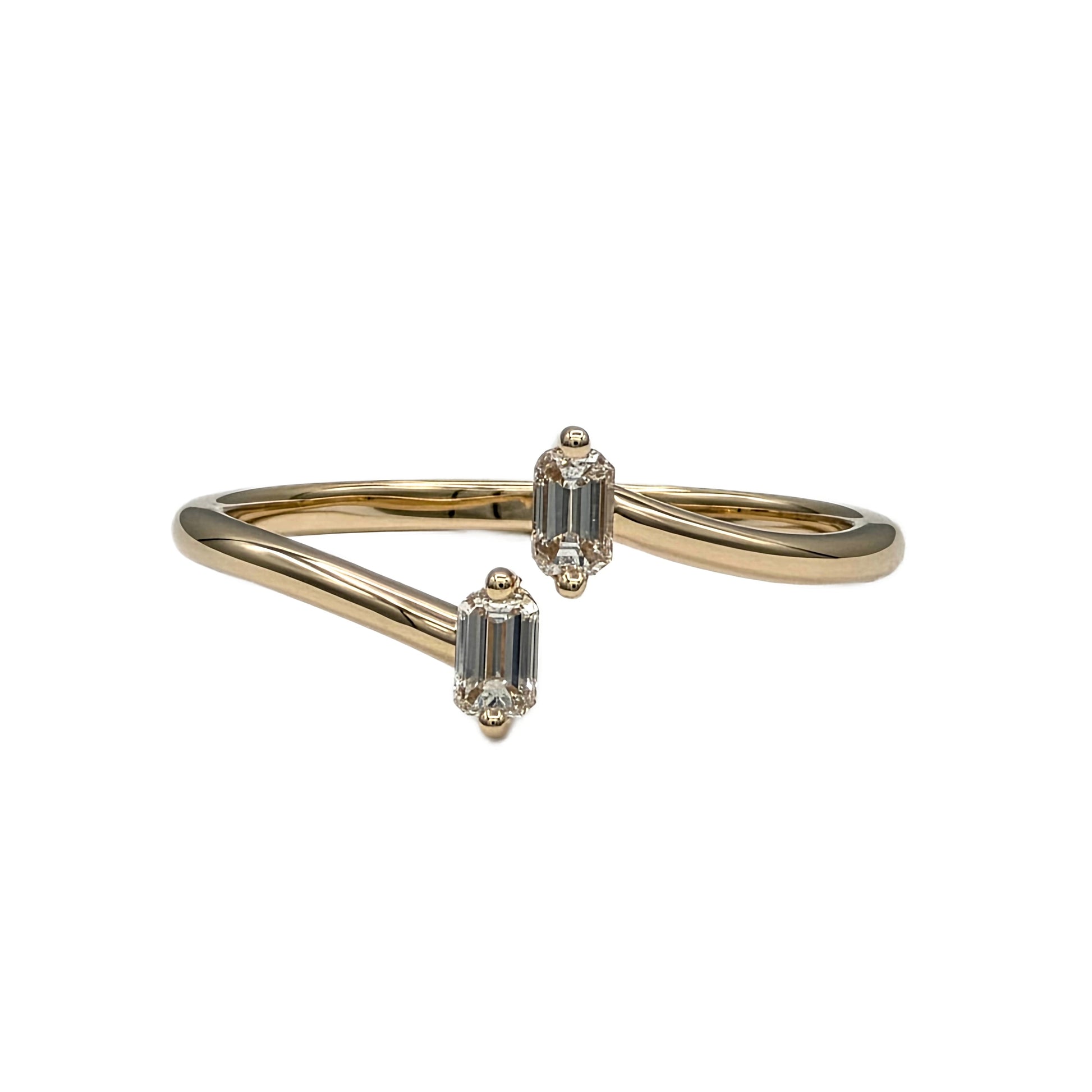 14K Yellow Gold Natural Diamond Bypass Ring
