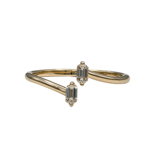 14K Yellow Gold Natural Diamond Bypass Ring