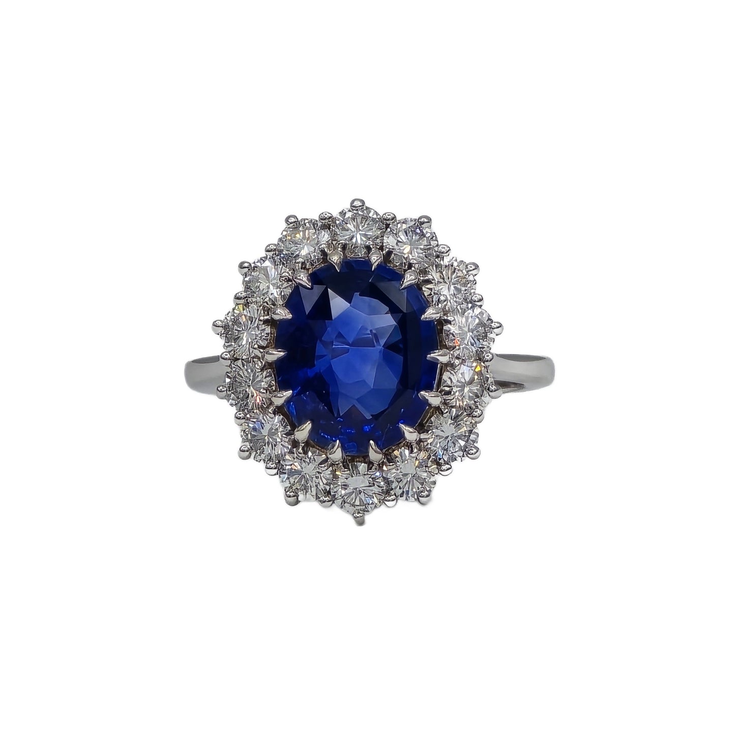 4.06 Carat Blue Sapphire and Diamond Ring
