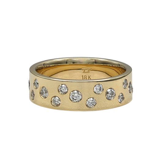 18K yellow gold bezel set round diamond band 5mm in width