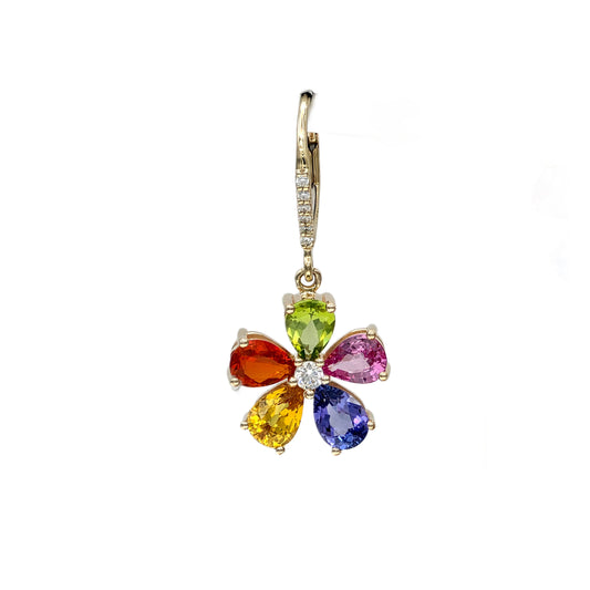 Multi Gemstone Earrings in 14K Yellow Gold