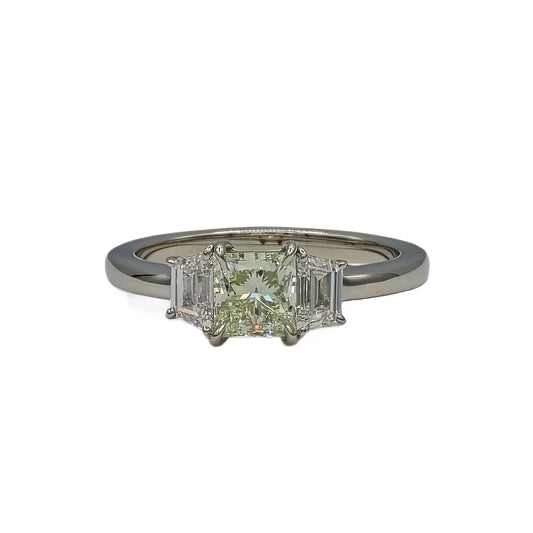 Natural Fancy Light Yellow-Green Diamond Ring