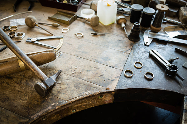 A jewelers workbench where custom jewelry is made at Heileman & Company Jewelers
