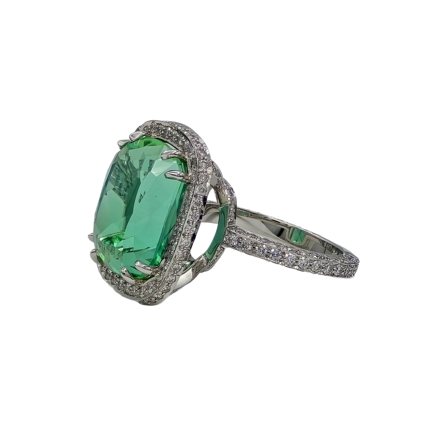 17.57 Carat Tourmaline and diamond ring in platinum