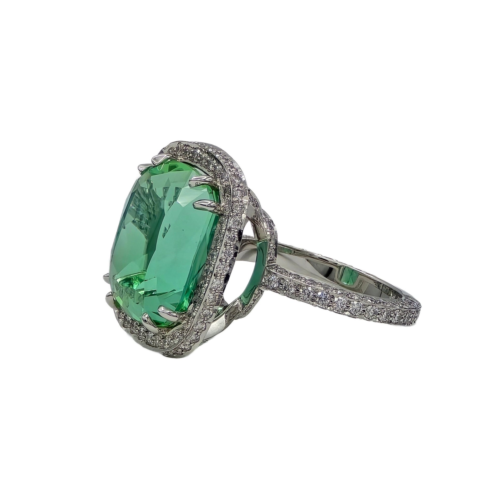 17.57 Carat Tourmaline and diamond ring in platinum