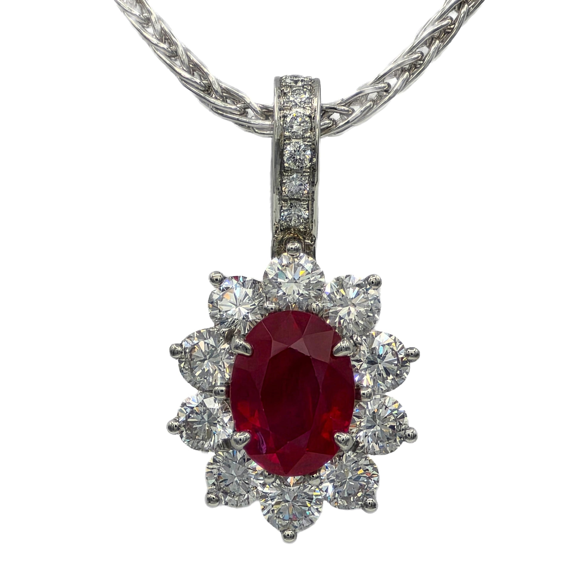 Burma Ruby and Diamond Pendant with GIA report