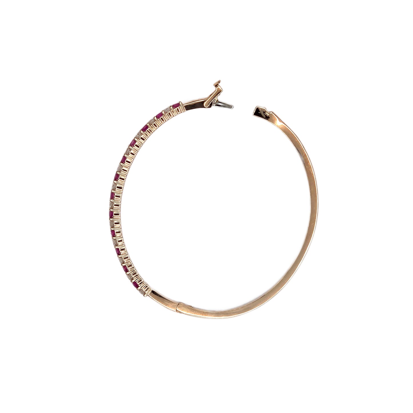Pink Sapphire and Diamond Bangle Bracelet in 14K Rose Gold