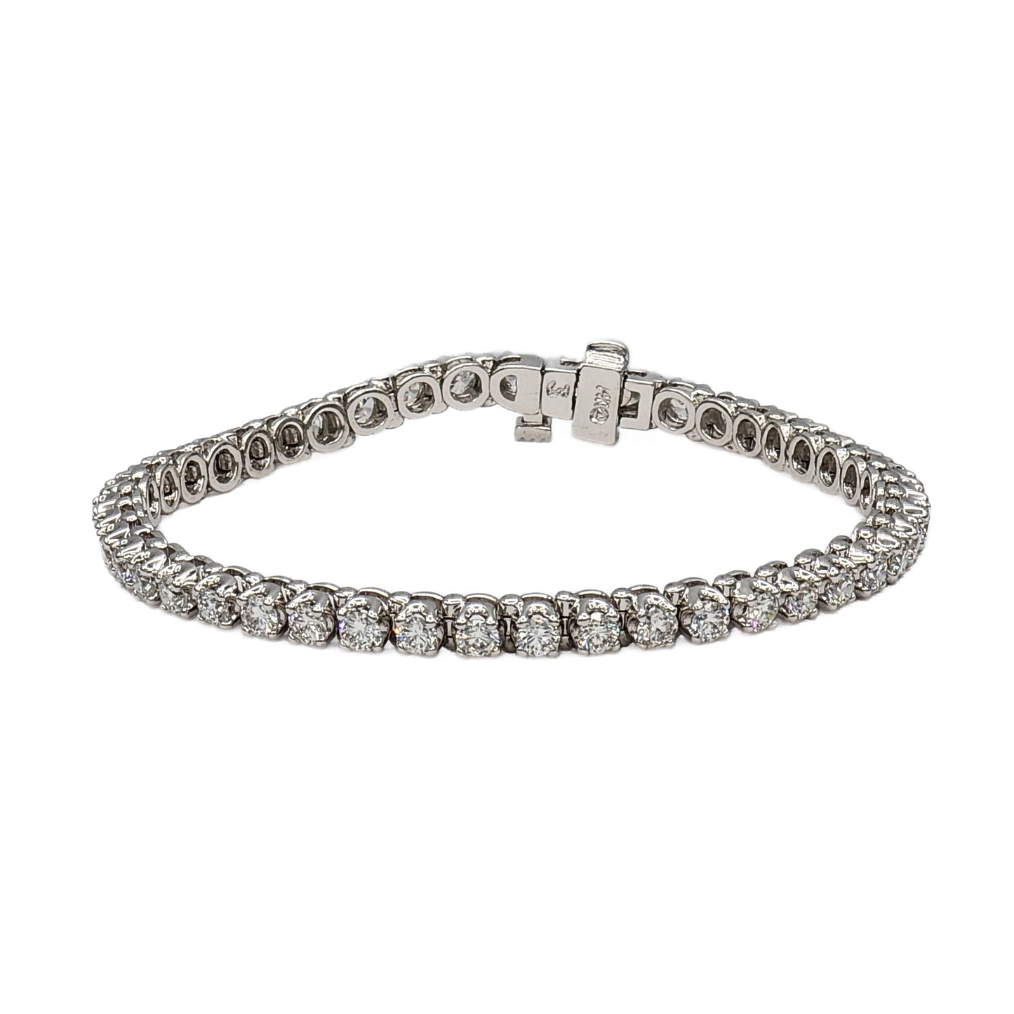 14K White Gold Prong Set 4.74 Carat Diamond Tennis Bracelet
