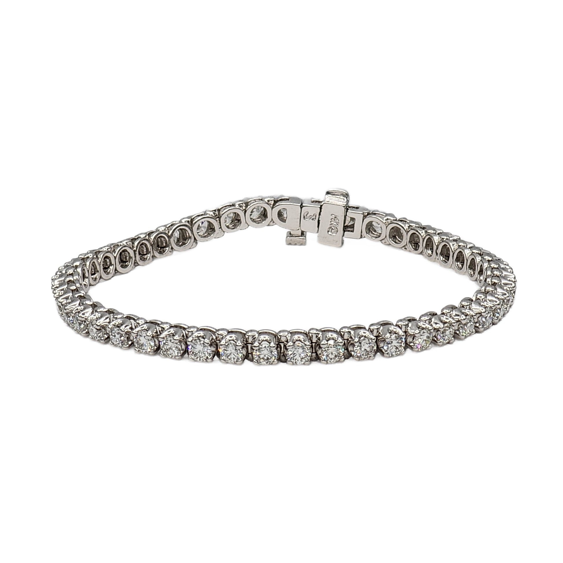 14K White Gold Prong Set 4.74 Carat Diamond Tennis Bracelet