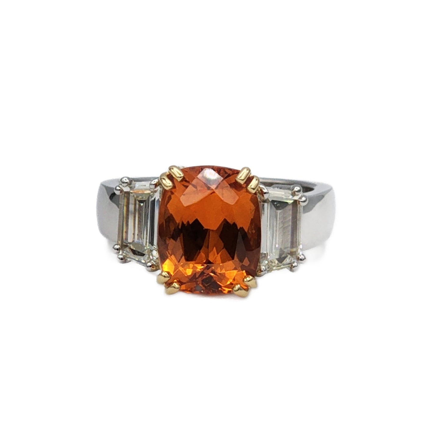 5.00 Carat Spessartite Garnet and 1.04 Ctw Diamond Ring in Platinum and 18K