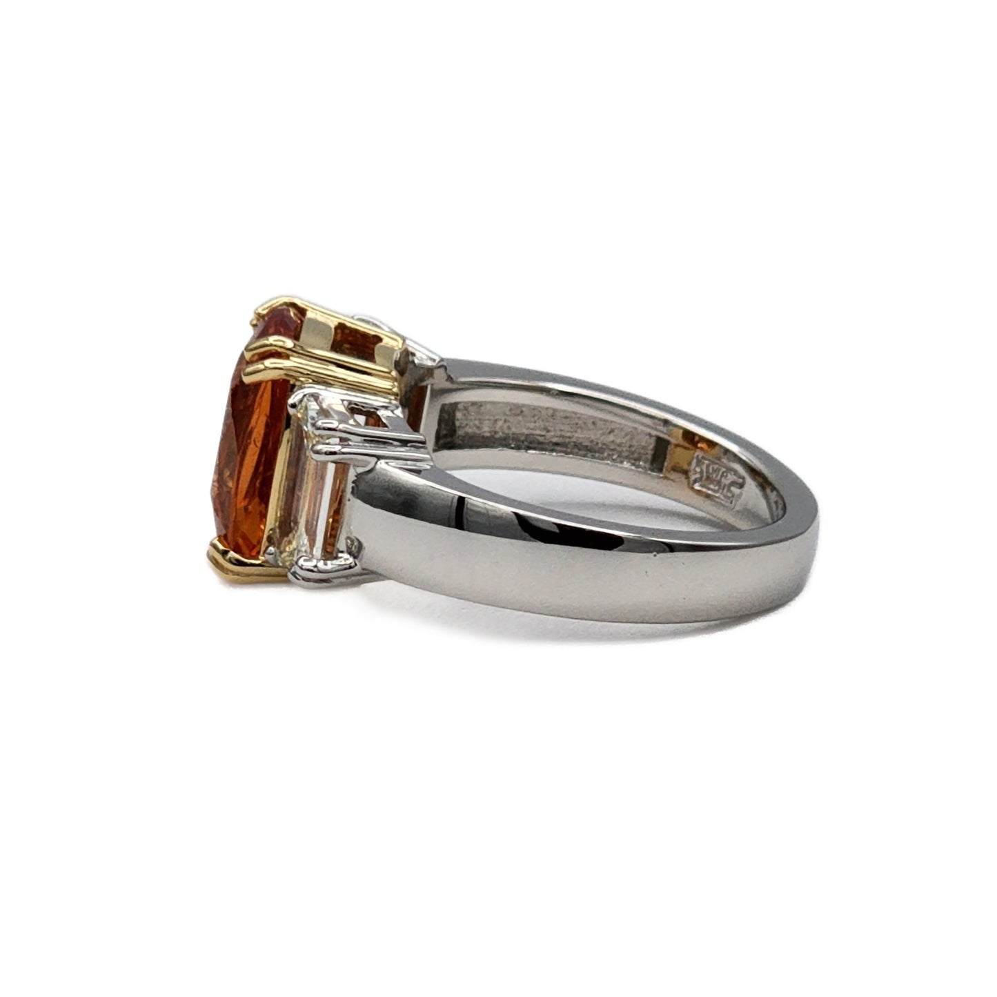 5.00 Carat Spessartite Garnet and 1.04 Ctw Diamond Ring in Platinum and 18K