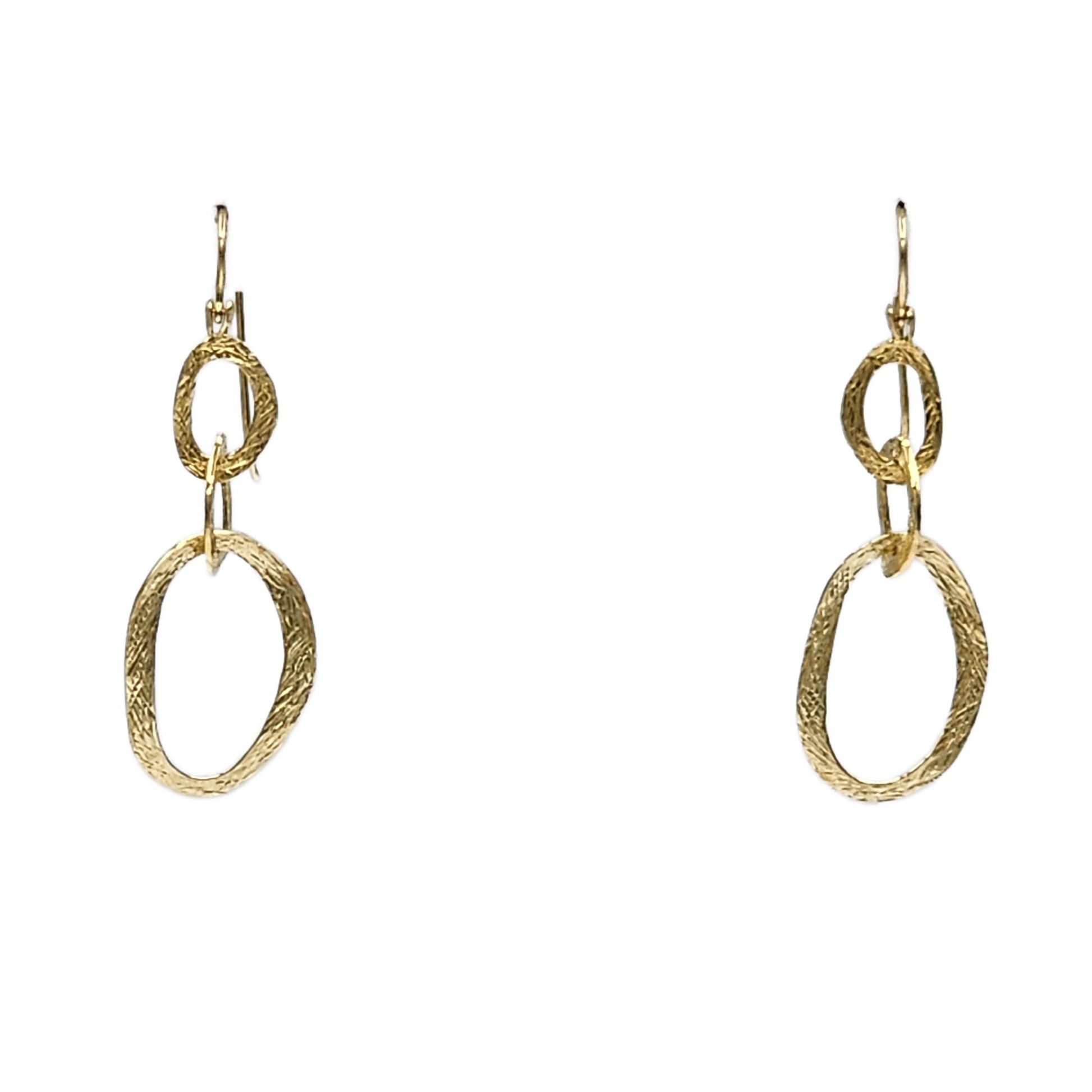 14K Yellow Gold Textured Dangle Earrings