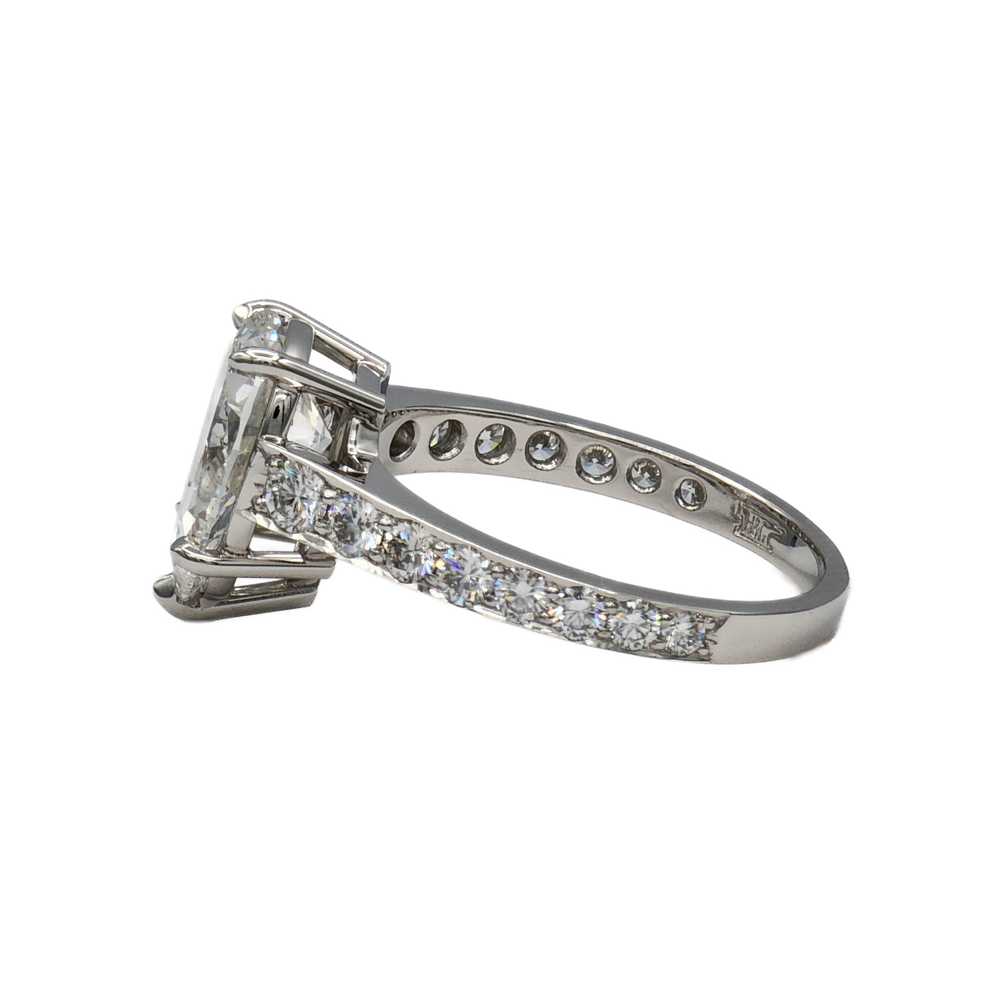 Platinum 3.33 Carat Pear Shape Diamond Ring
