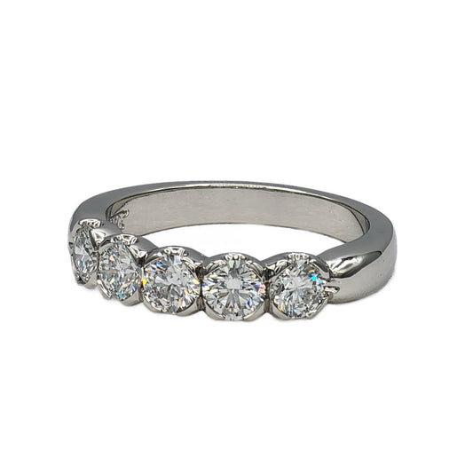 5=1.24 Carat Round Brilliant Cut Diamond Band in Platinum