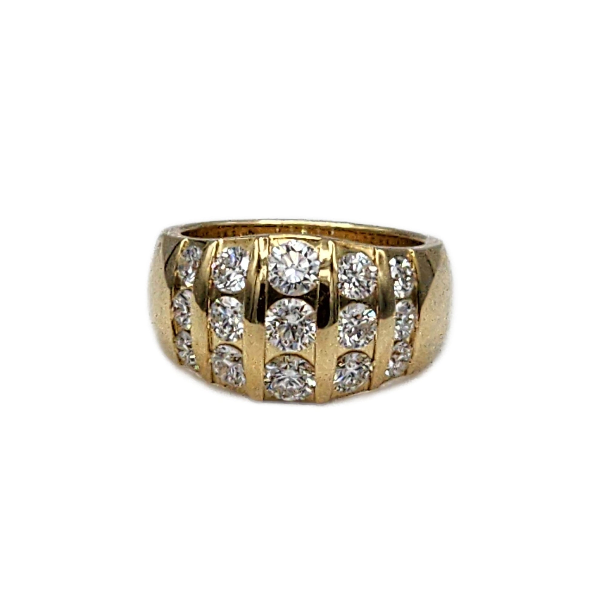 18K Yellow Gold Channel Set Multi Row Band