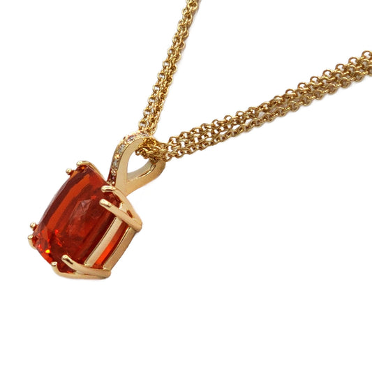 8.17 Carat Cushion Cut Fire Opal and 0.10ctw Diamond Pendant in 14K