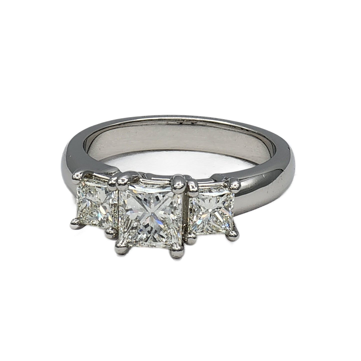1.09 Carat I/VS2 and 2=0.92 Carat Princess Cut Diamond Ring in Platinum, GIA Report