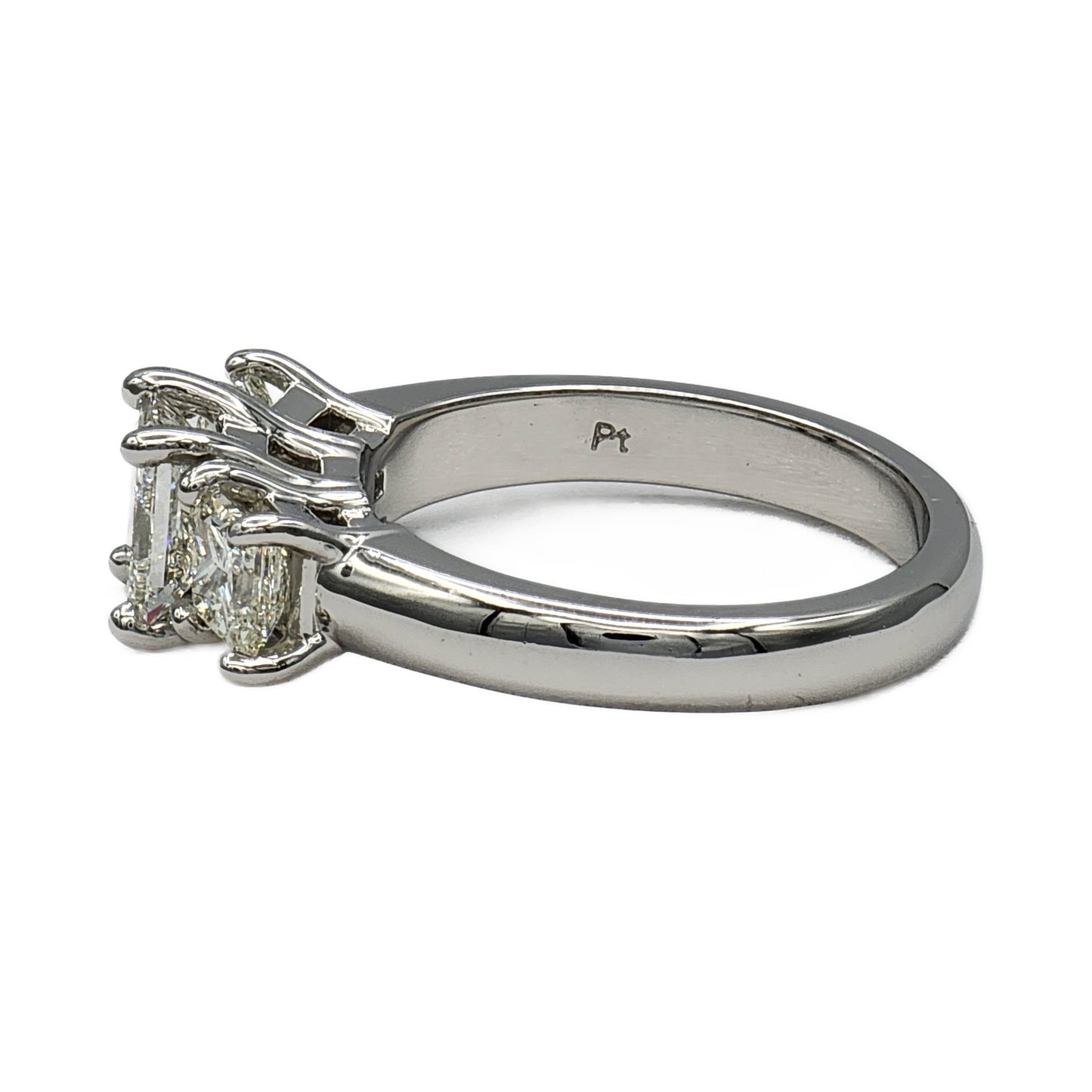 1.09 Carat I/VS2 and 2=0.92 Carat Princess Cut Diamond Ring in Platinum, GIA Report