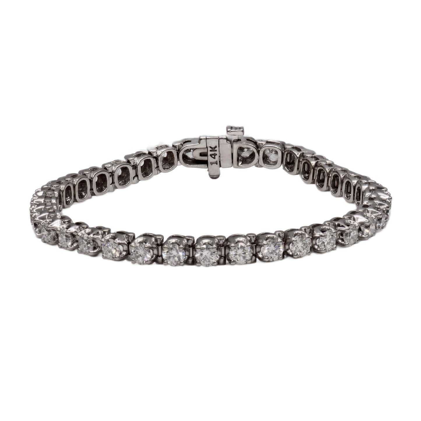 14K White Gold 6 Carat Round Diamond Tennis Bracelet