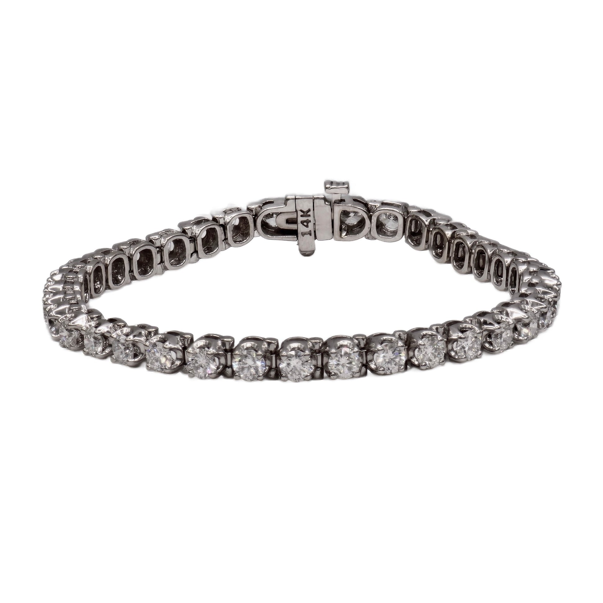 14K White Gold 6 Carat Round Diamond Tennis Bracelet
