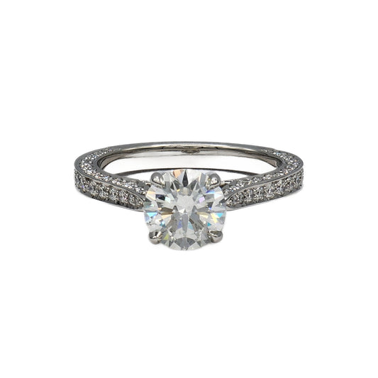 1.50 Carat G/SI2 Round Diamond Ring in Platinum, GIA Report