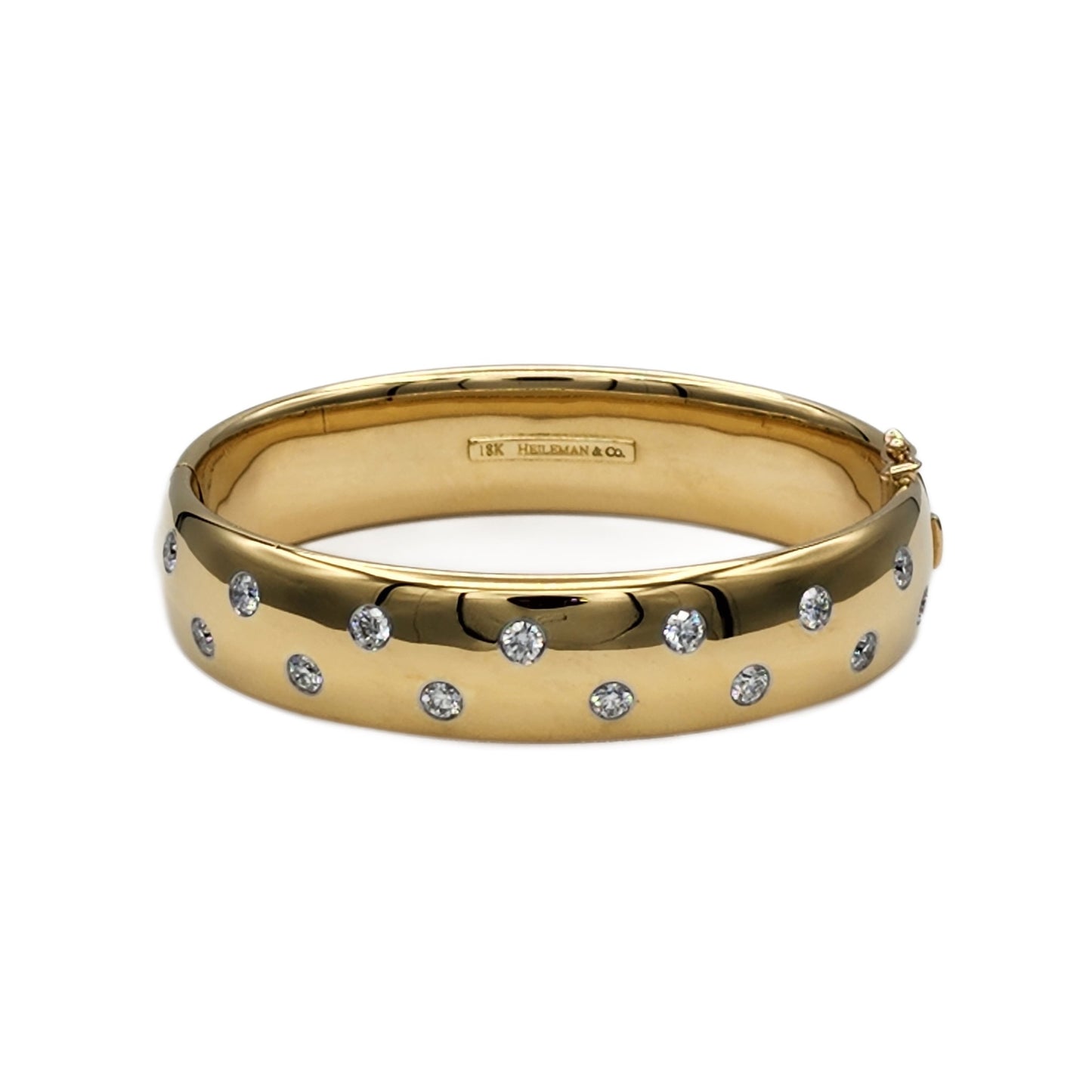 14=2.15 Carat Round Diamond Bangle Bracelet in 18K Yellow Gold and Platinum
