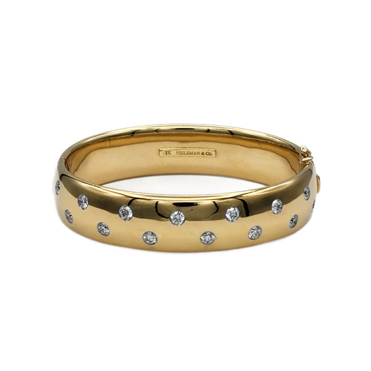 14=2.15 Carat Round Diamond Bangle Bracelet in 18K Yellow Gold and Platinum