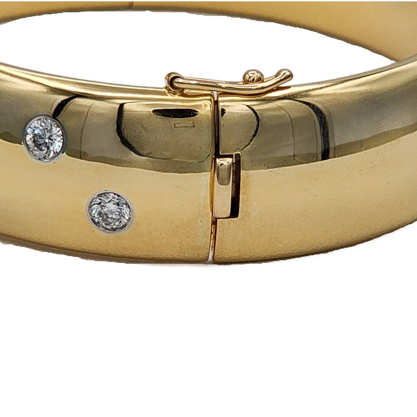 14=2.15 Carat Round Diamond Bangle Bracelet in 18K Yellow Gold and Platinum