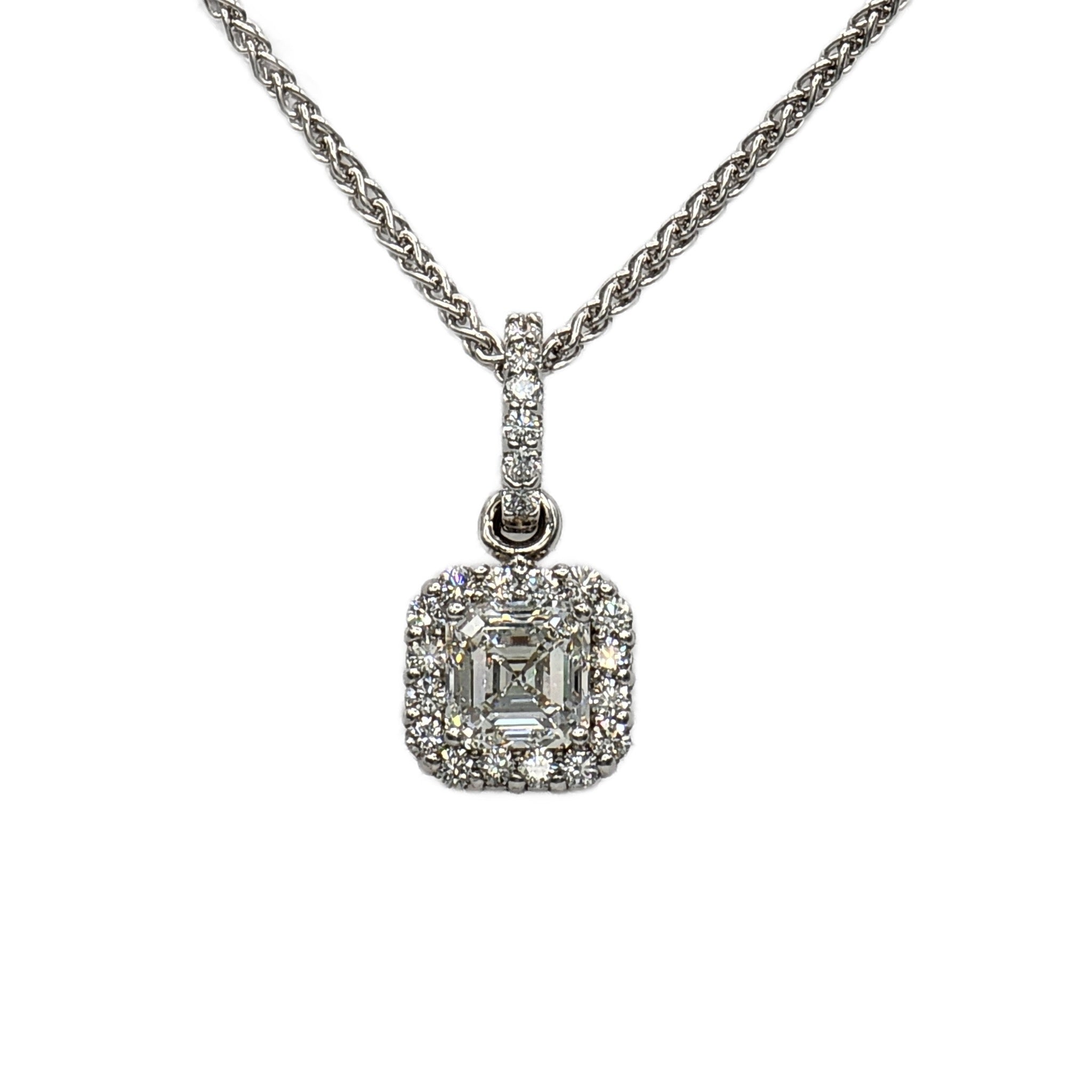 Korman Signature 18k White Gold Asscher Cut Diamond Cross Pendant Necklace  16-17