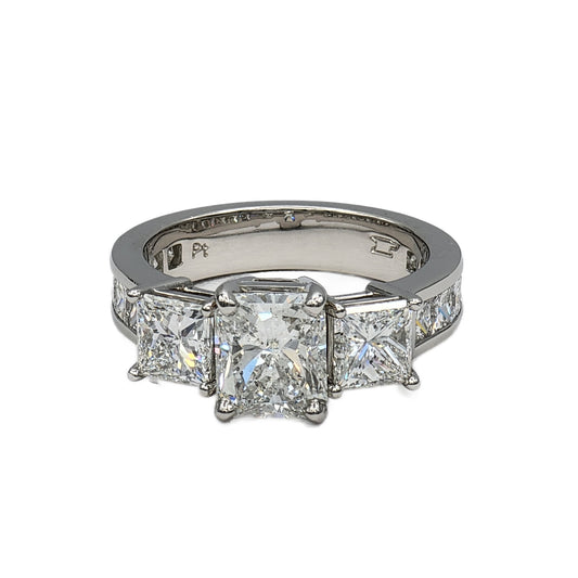 Platinum 1.78 Carat Radiant Cut Diamond Ring