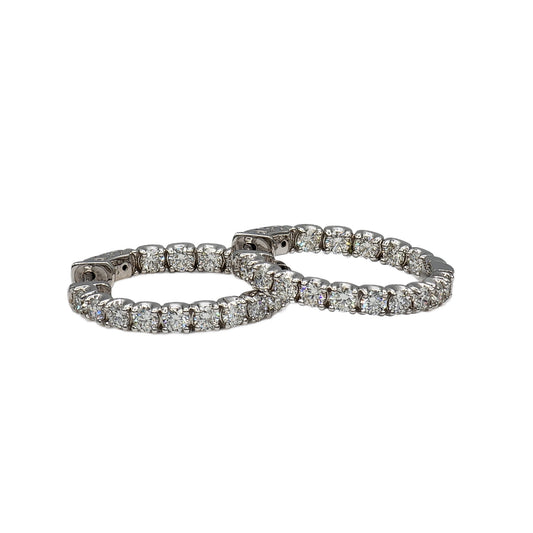 30=2.75 Carat Total Weight Diamond Inside Outside Hoop Earrings in 14K White Gold