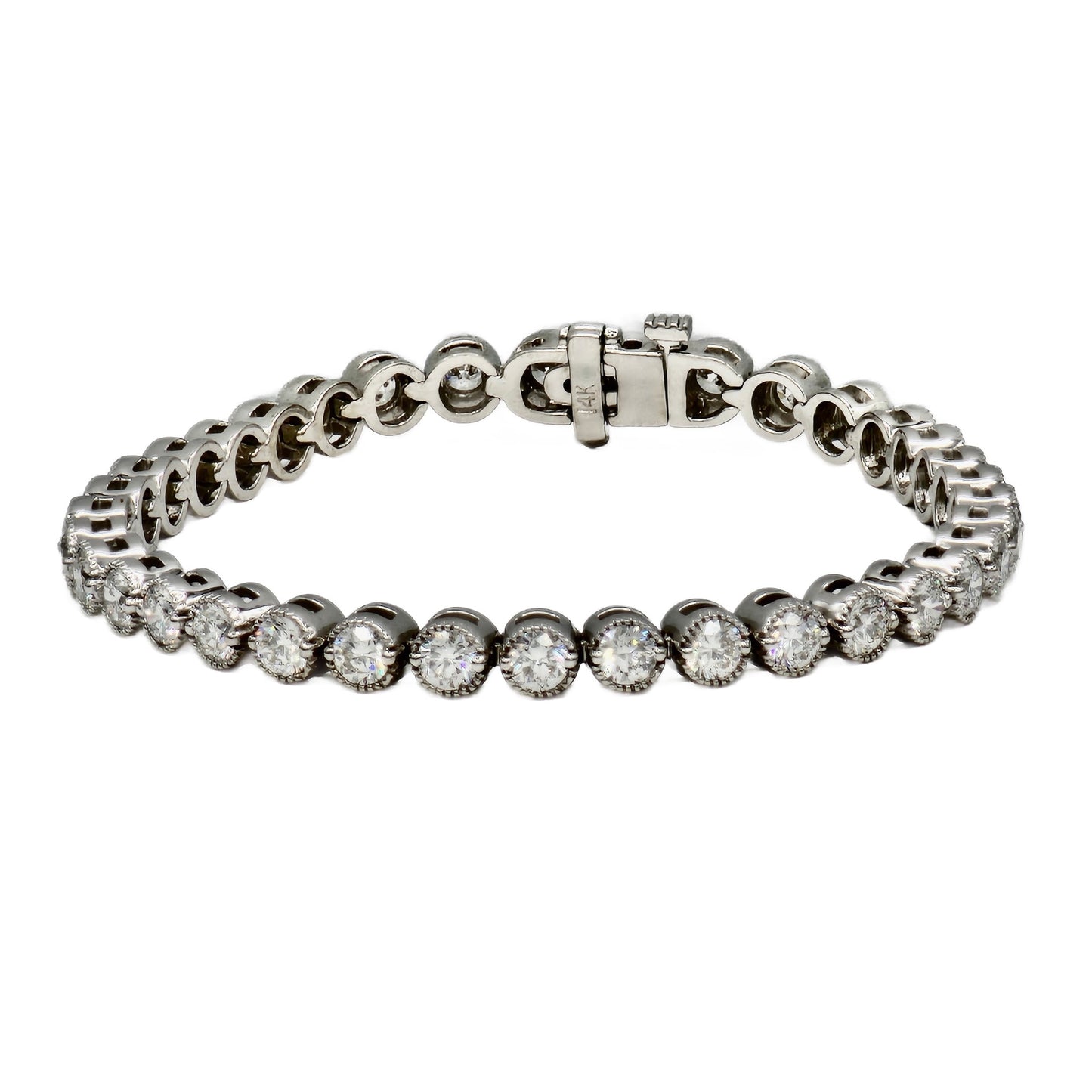 14K White Gold Round Diamond Tennis Bracelet