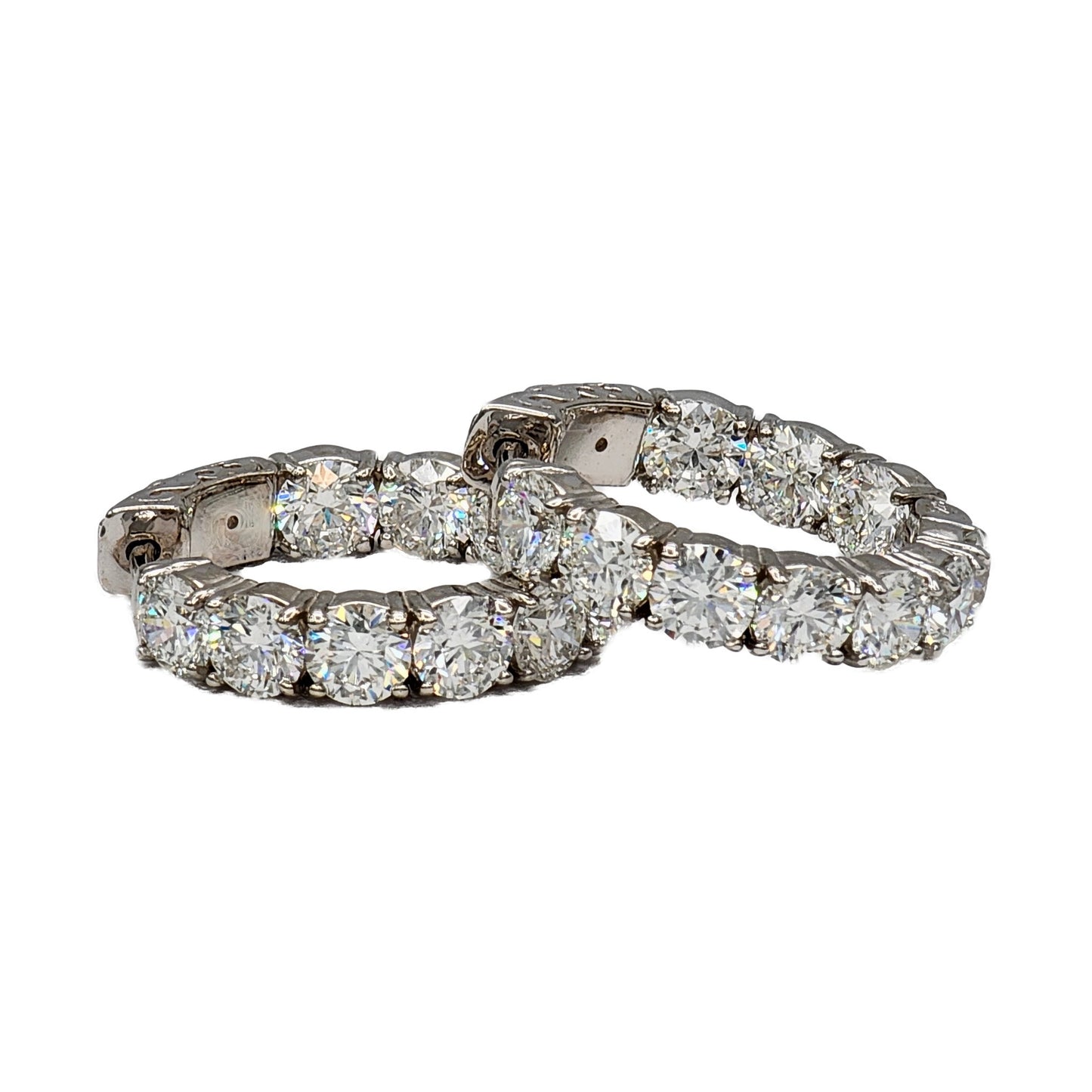 20=6.07 Carat Total Weight Diamond Inside Outside Hoop Earrings in 14K White Gold