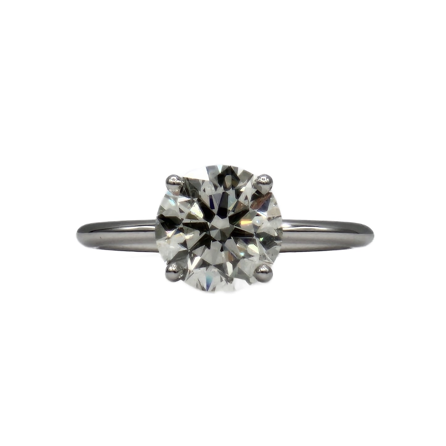 2.45 Carat J/SI2 Round Brilliant Cut Diamond with 24=0.10Ctw Hidden Halo Ring in 18K White Gold, GIA Report
