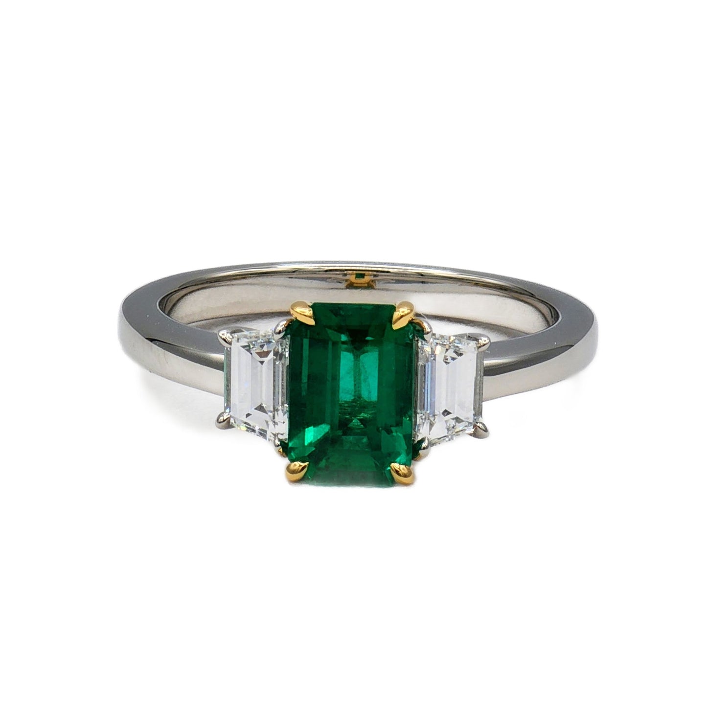 Platinum Emerald and Diamond Ring