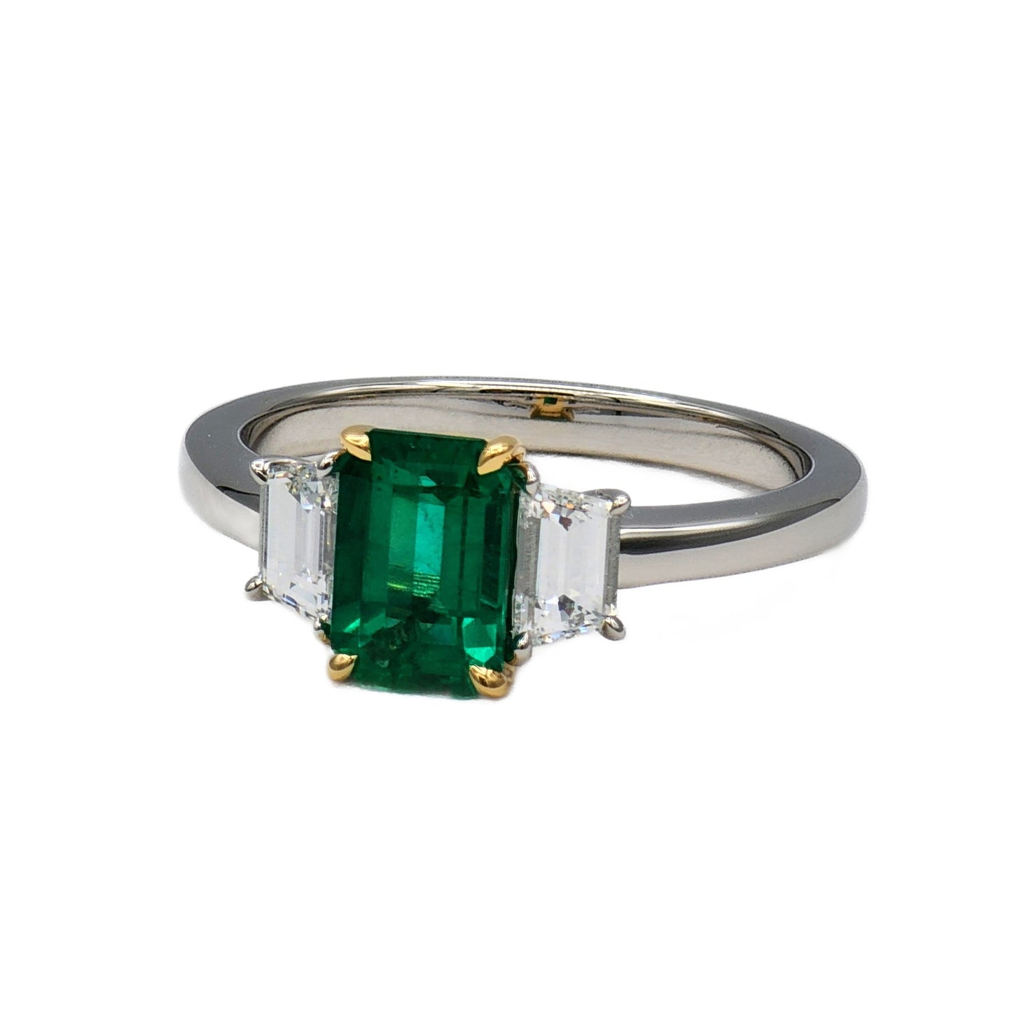 Platinum Emerald and Diamond Ring