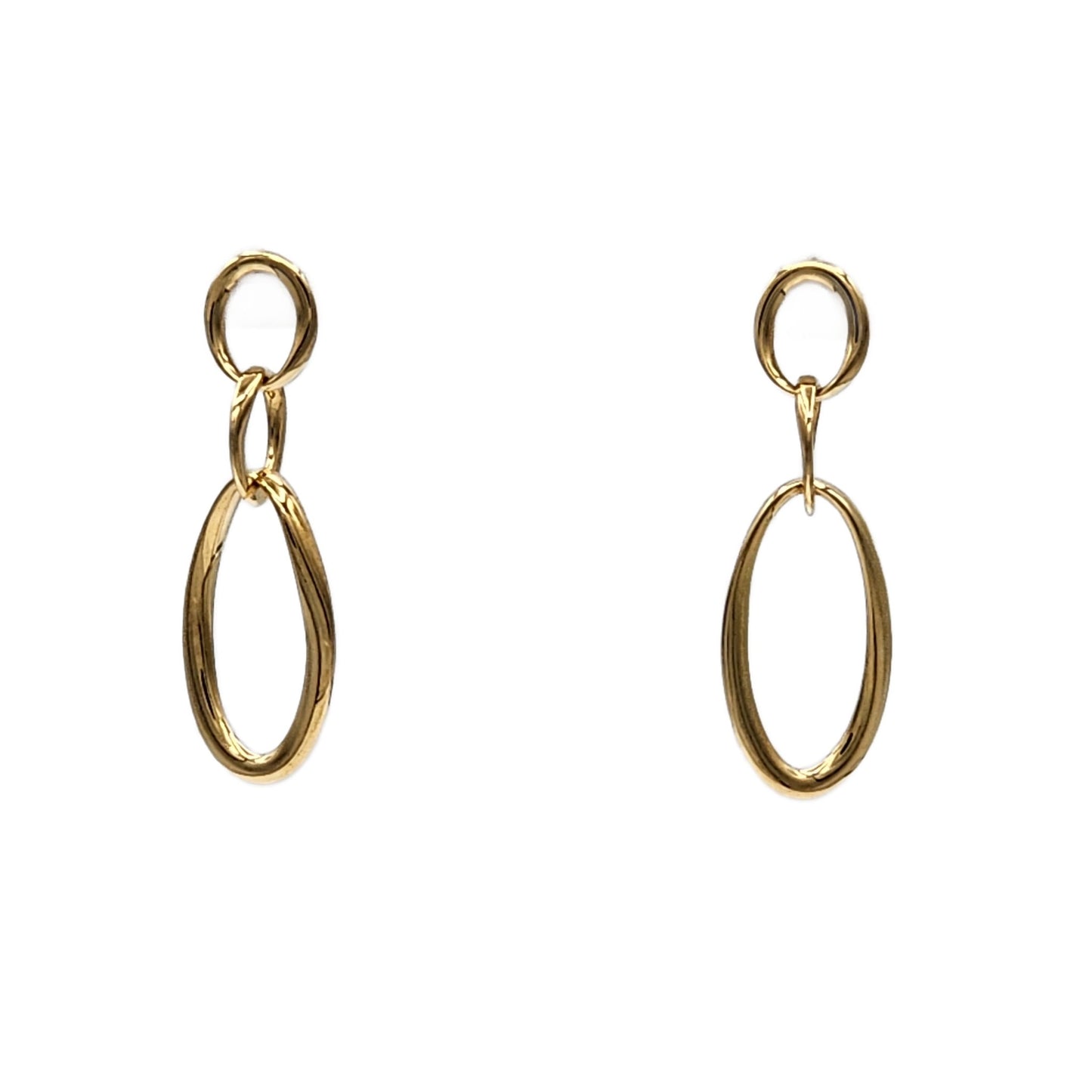 18K Yellow Gold 3 Link Dangle Earrings