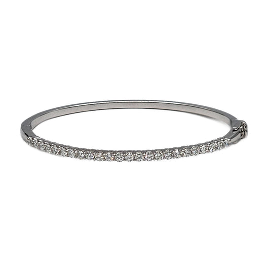 24=1.47 Carat Total Weight Shared Prong Round Diamond Bangle Bracelet, in 14K White Gold