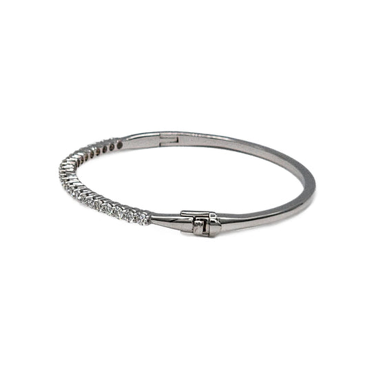 24=1.47 Carat Total Weight Shared Prong Round Diamond Bangle Bracelet, in 14K White Gold