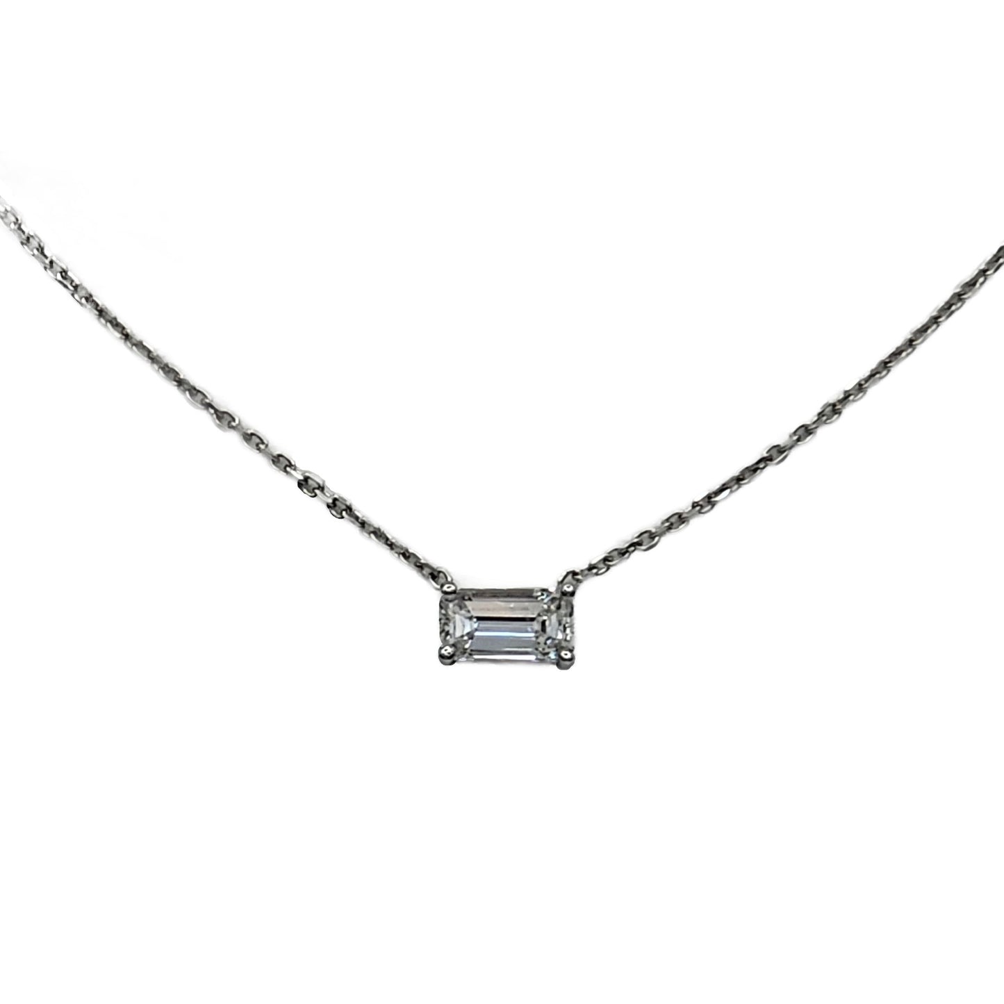 0.78 Carat Emerald Cut Diamond Pendant in platinum, GIA Report