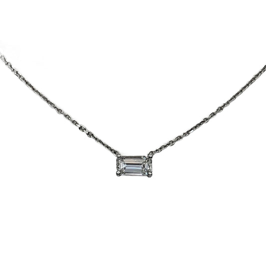 Platinum Emerald Cut Diamond Pendant