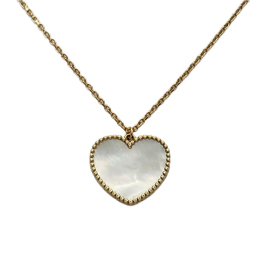 14K Yellow Gold Mother of Pearl Heart Pendant