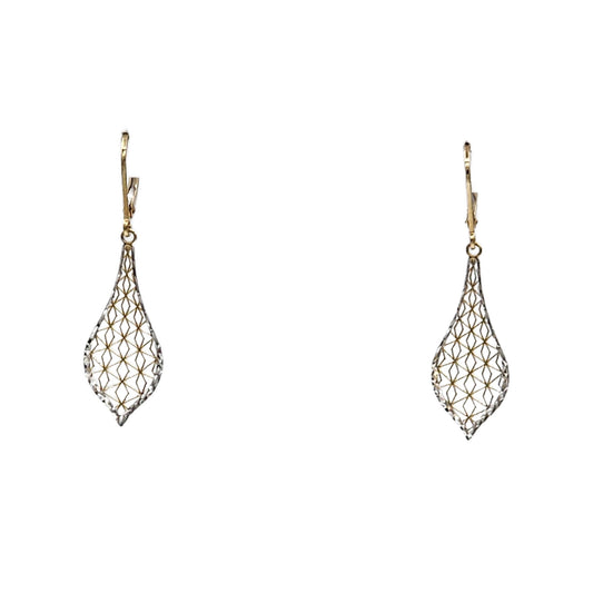 14K Two Tone Gold Fashion Dangle Earrings