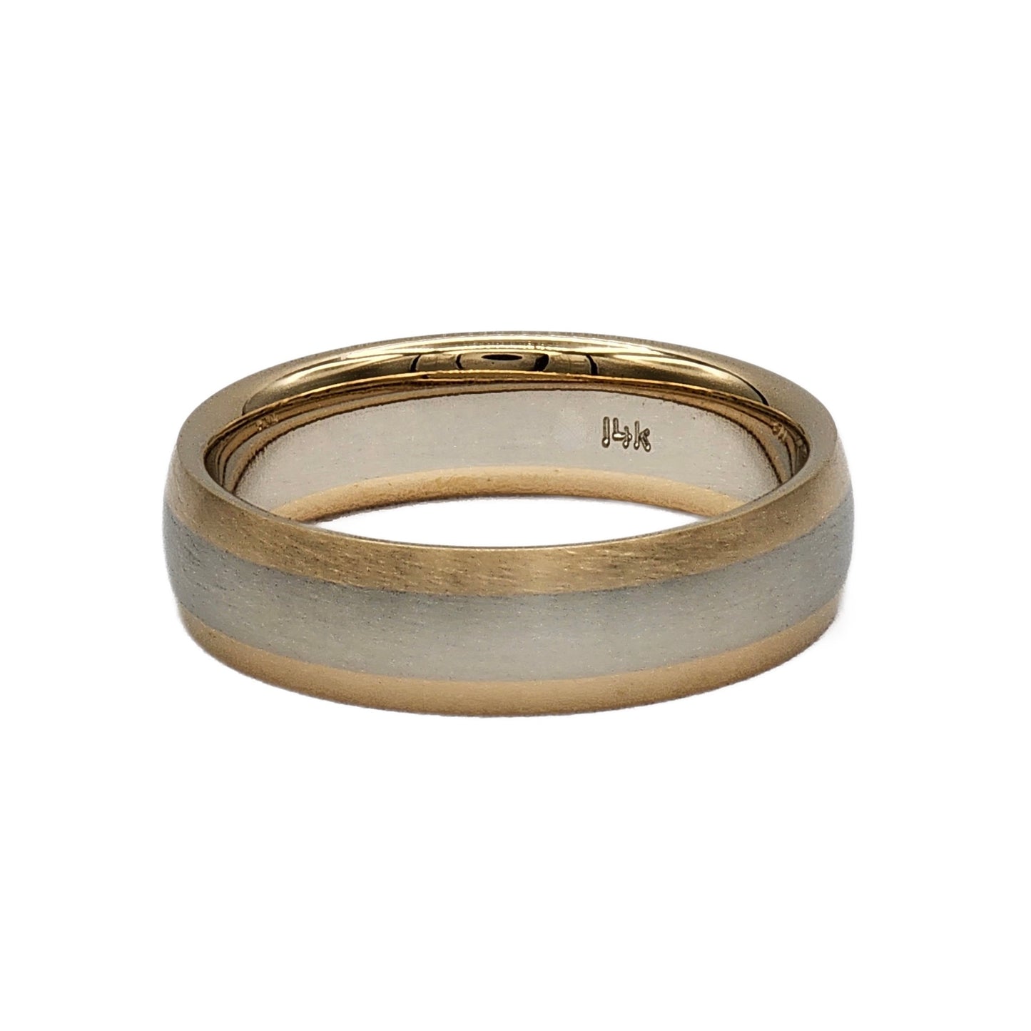 14K Two Tone 6mm Comfort Fit Wedding Band