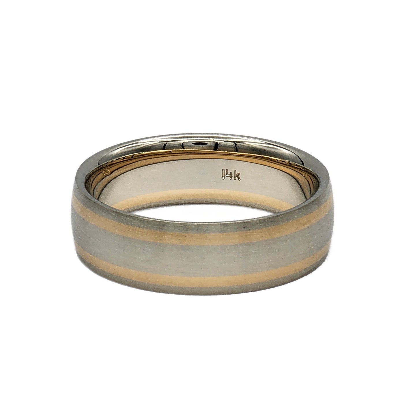 14K Two Tone 7mm Comfort Fit Wedding Band