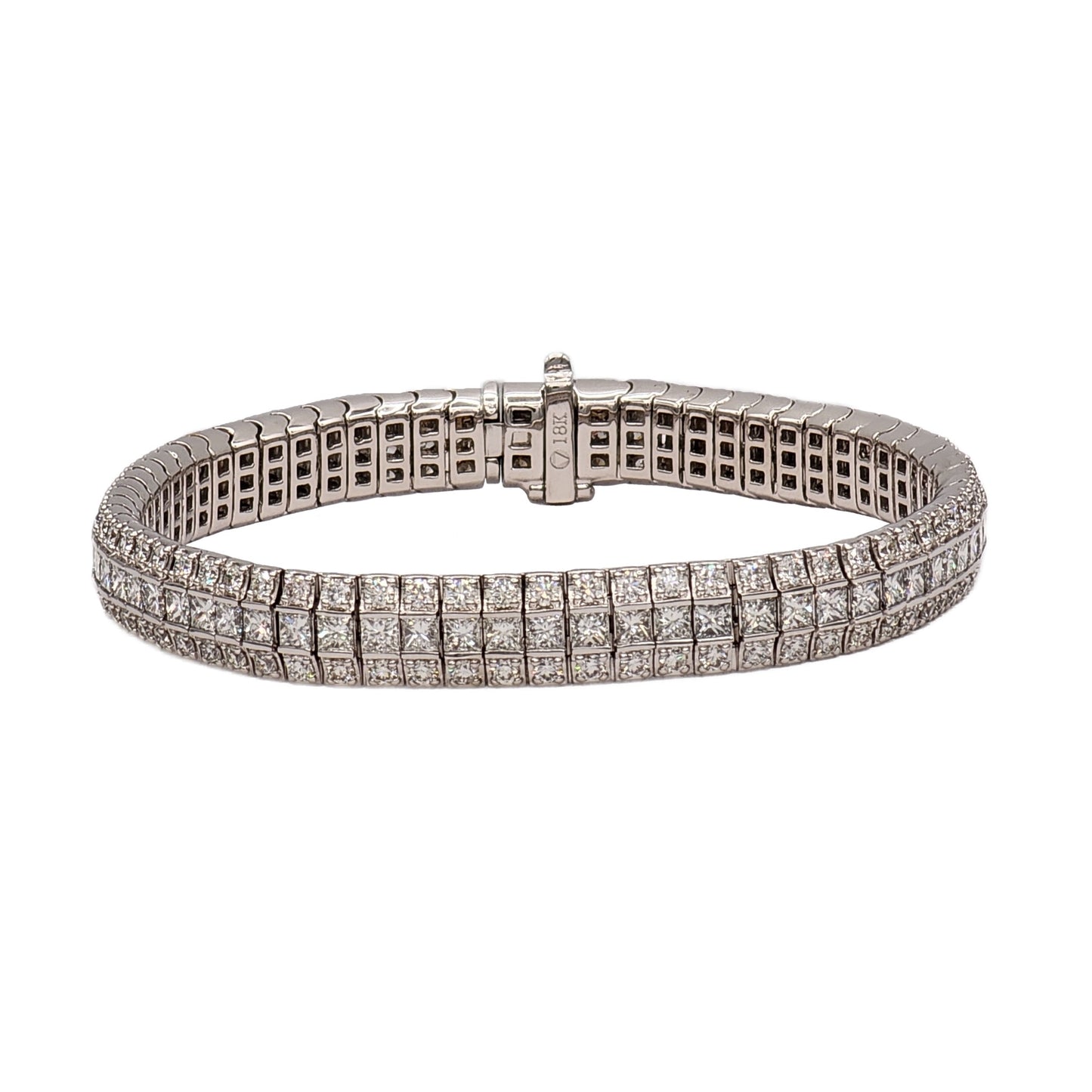 18K White Gold 3 Row Diamond Bracelet