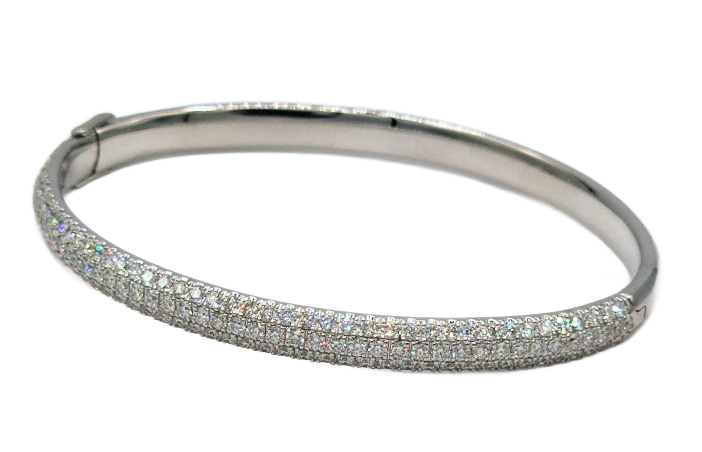 2.56 Carat Total Weight Pave Diamond Bangle Bracelet in 14K White Gold