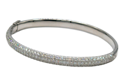 2.56 Carat Total Weight Pave Diamond Bangle Bracelet in 14K White Gold