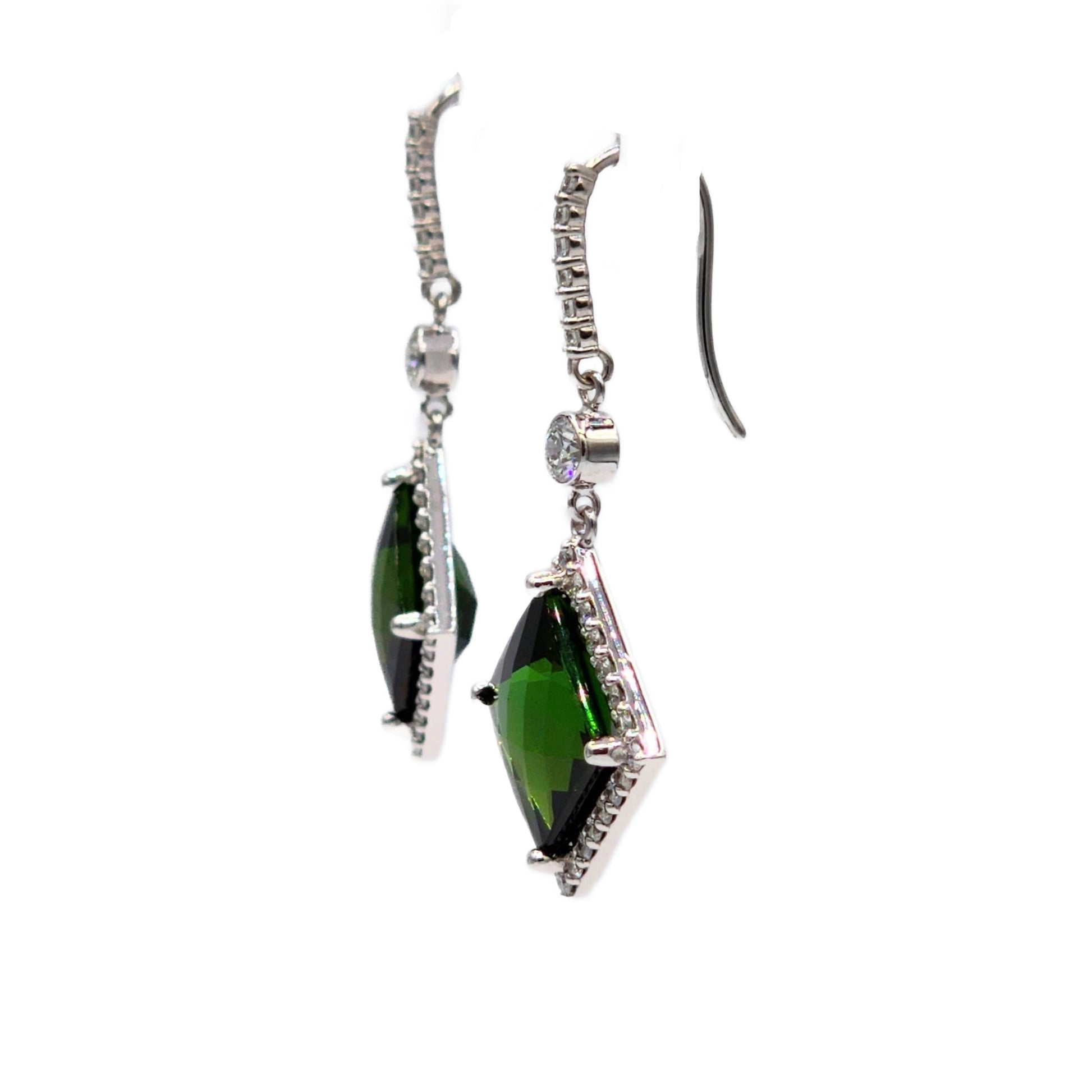 17.26 Carat Green Tourmaline and 1.89 Carat Diamond Earrings in 14K