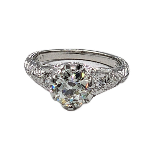 1.54 Carat K/SI2 European Cut Diamond Ring by Whitehouse Brothers, GIA Report